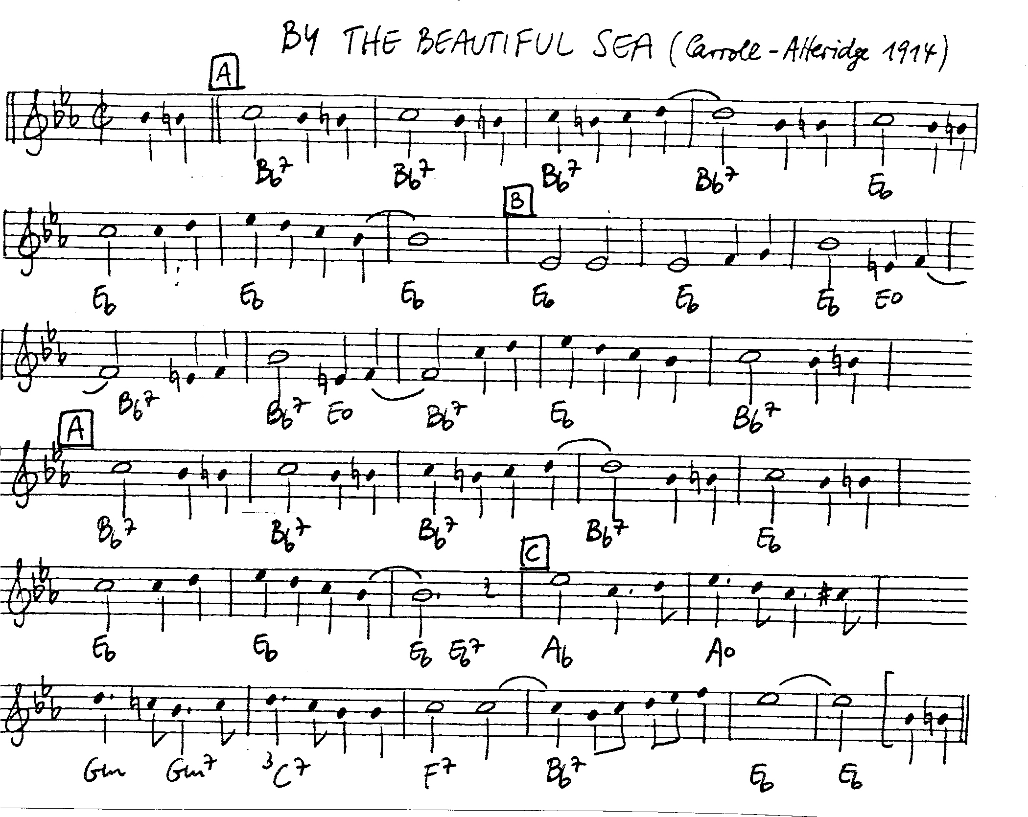 by the beautiful sea leadsheet – book us for your next 20s or gatsby event